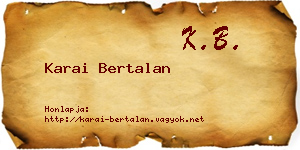Karai Bertalan névjegykártya